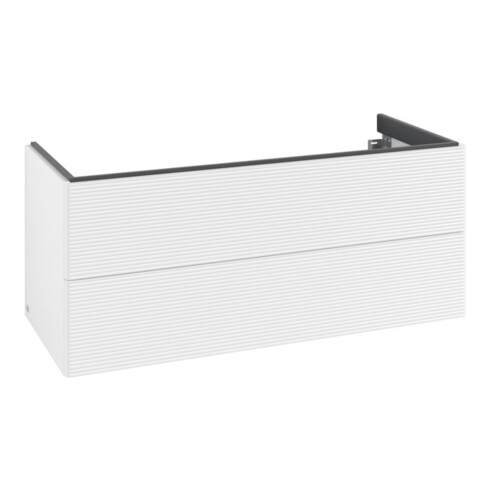 V&B Meuble sous lavabo avec éclairage tiroir Antao 118,8x50,4x49,3cm, face, blanc, laqué