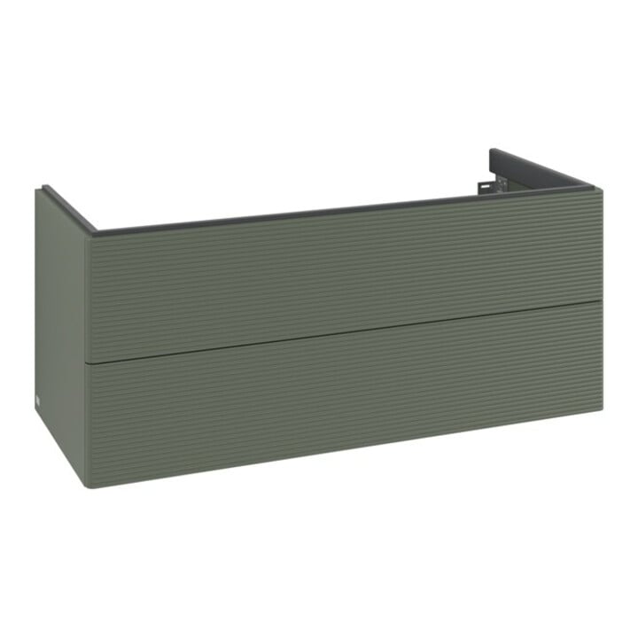 V&B Meuble sous-lavabo avec éclairage tiroir Antao 118,8x50,4x49,3cm, gris feuille, avec miroir