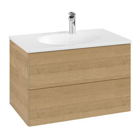 V&B Meuble sous-lavabo avec éclairage tiroir Antao 79x50x50cm, sans structure de façade, chêne miel