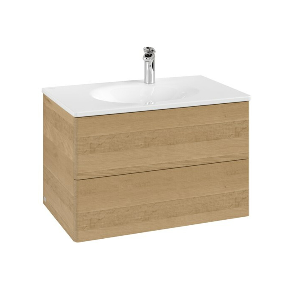 V&B Meuble sous-lavabo avec éclairage tiroir Antao 79x50x50cm, sans structure de façade, chêne miel