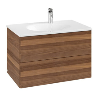 V&B Meuble sous-lavabo avec éclairage tiroir Antao 79x50x50cm, sans structure de façade, noyer chaud