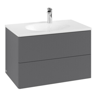 V&B Meuble sous-lavabo avec éclairage tiroir Antao 79x50x50cm, structure avant, anthracite m Lac