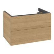 V&B Meuble sous-lavabo avec éclairage tiroir Antao 79x50x50cm, structure frontale, chêne miel