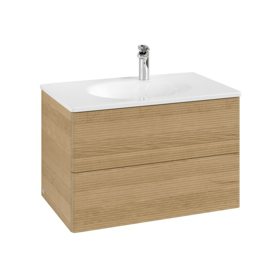 V&B Meuble sous-lavabo avec éclairage tiroir Antao 79x50x50cm, structure frontale, chêne miel