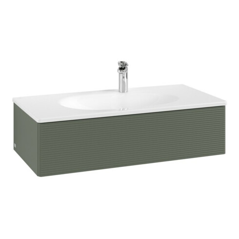 V&B Meuble sous-lavabo avec éclairage tiroir Antao 98,8x25,6x49,3cm, gris feuille, m Lac
