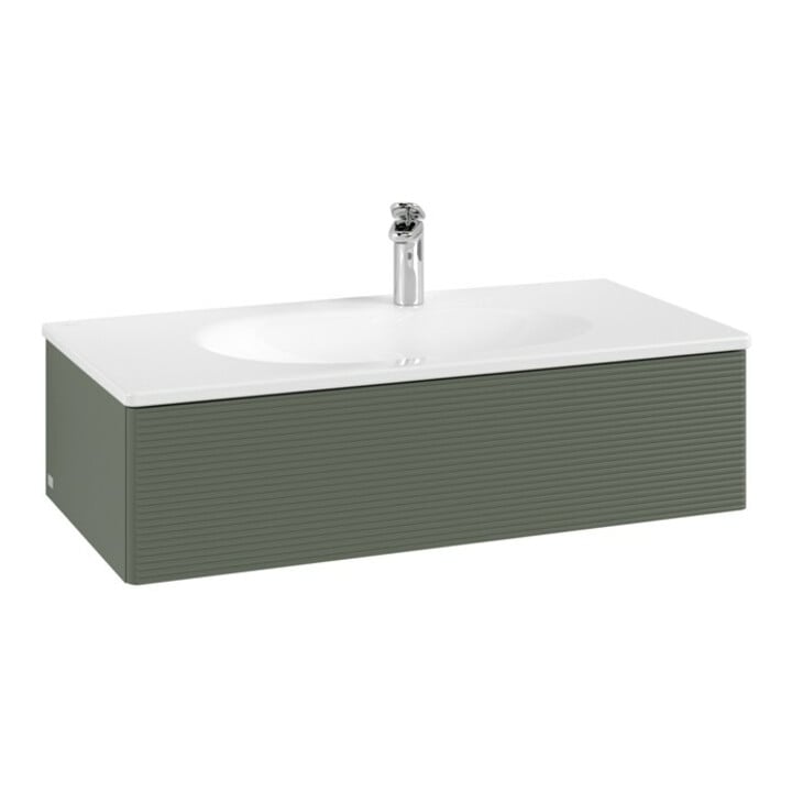 V&B Meuble sous-lavabo avec éclairage tiroir Antao 98,8x25,6x49,3cm, gris feuille, m Lac