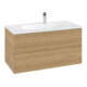 V&B Meuble sous-lavabo avec éclairage tiroir Antao 98,8x50,4x49,6cm, face, chêne miel-1