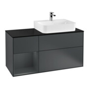 V&B Meuble sous lavabo avec plan, bleu brillant, Finion 120 cm, étagère gauche, bleu brillant laqué-1