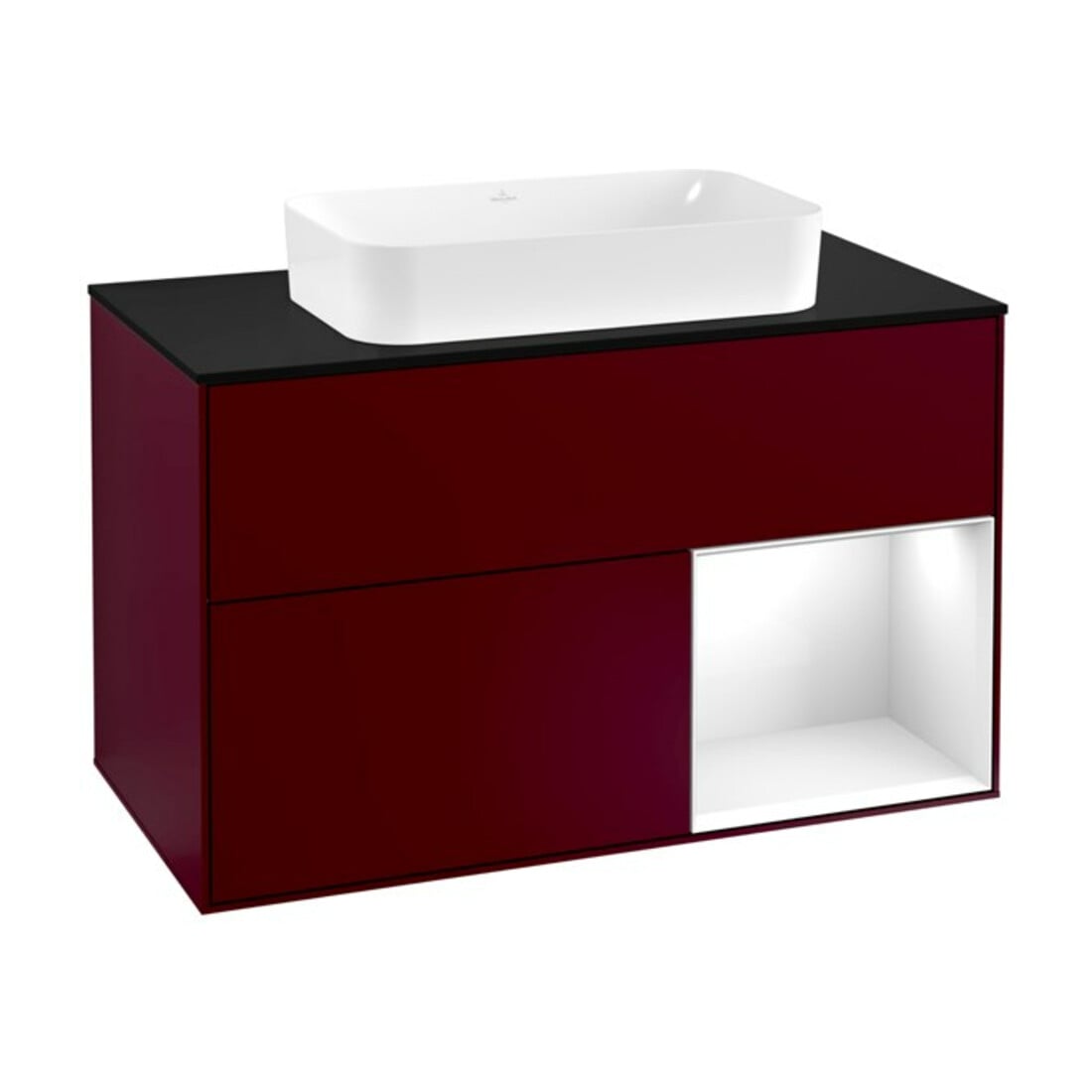 V&B Meuble sous lavabo avec plan bleu m Finion 100x60,3 cm, Reg re glo wh. Lac, Peo mat