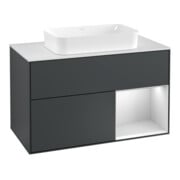 V&B Meuble sous lavabo avec plan de toilette blanc et Finion 100x60,3 cm, Rg r blanc mat laqué, md bleu mat laqué