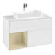 V&B Meuble sous lavabo avec plan de toilette blanc Finion 100x60,3 cm, côté gauche, gris moyen mat laqué, blanc mat laqué-3