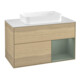 V&B Meuble sous-lavabo avec plan de toilette blanc Finion 100x60,3 cm, étagère droite, huile avec laque, placage Oa-1