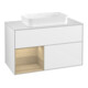 V&B Meuble sous lavabo avec plan de toilette blanc Finion 100x60,3 cm, étagère gauche, blanc brillant laqué-1