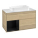 V&B Meuble sous lavabo avec plan de toilette blanc Finion 100x60,3 cm, étagère gauche, bleu, placage chêne, laqué-1