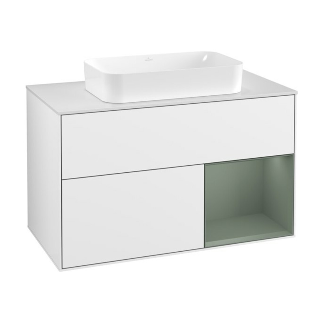 V&B Meuble sous lavabo avec plan de toilette blanc Finion 100x60,3 cm, laqué blanc brillant