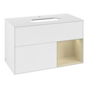 V&B Meuble sous lavabo avec plan de toilette blanc Finion 100x60,3 cm, Rg D G m Lac, blanc m Lac