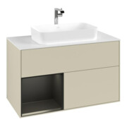 V&B Meuble sous-lavabo avec plan de toilette blanc Finion 100x60,3 cm, Rg gch bleu avec laque, si Gr avec laque