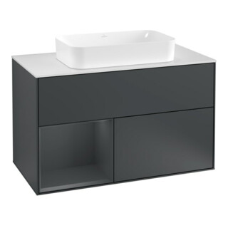 V&B Meuble sous lavabo avec plan de toilette blanc Finion 100x60,3 cm, Rg l md b m La, md bl. m Lac