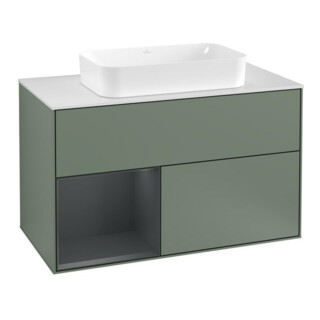 V&B Meuble sous lavabo avec plan de toilette blanc Finion 100x60,3 cm, Rg l md p m laque, oli. m laque
