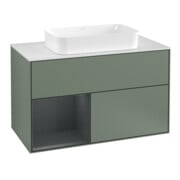 V&B Meuble sous lavabo avec plan de toilette blanc Finion 100x60,3 cm, Rg l md p m laque, oli. m laque