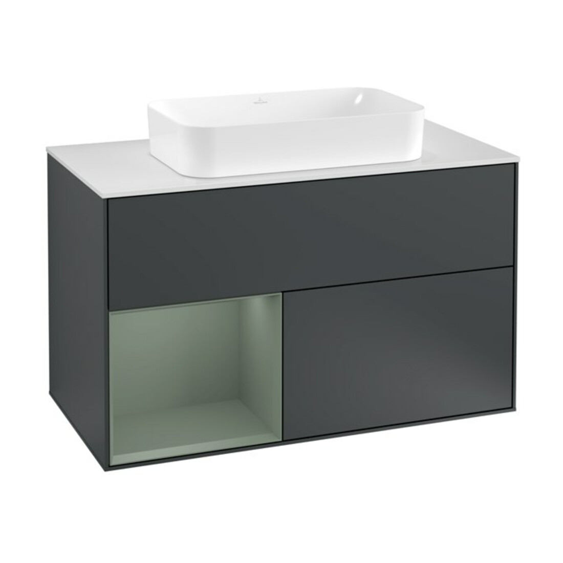 V&B Meuble sous-lavabo avec plan de toilette blanc Finion 100x60,3 cm, Rg l Ol m Lac, md bl. m Lac