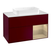 V&B Meuble sous-lavabo avec plan de toilette blanc Finion 100x60,3 cm, tiroir à droite, placage, Pivoine mat