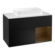 V&B Meuble sous lavabo avec plan de toilette blanc Finion 100x60,3 cm, tiroir droit, bleu avec laque