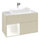 V&B Meuble sous lavabo avec plan de toilette blanc Finion 100x60,3cm, côté gauche blanc avec laque, gris moyen avec laque-3