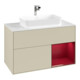 V&B Meuble sous lavabo avec plan de toilette blanc Finion 100x60,3cm, étagère droite Peo, gris moyen laqué-4