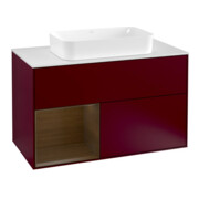 V&B Meuble sous-lavabo avec plan de toilette blanc Finion 100x60,3cm, tiroir gauche, Peony mat