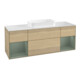 V&B Meuble sous lavabo avec plan de toilette blanc Finion 160x60 cm, étagère huilée, placage chêne laqué-1