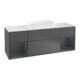V&B Meuble sous-lavabo avec plan de toilette blanc Finion 160x60 cm, étagère médiane avec laque, anthracite mat-1