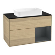 V&B Meuble sous-lavabo avec plan de toilette bleu Finion 100x60,3 cm, rég. droite avec laque, Oa ven