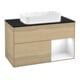 V&B Meuble sous lavabo avec plan de toilette bleu Finion 100x60,3 cm, tiroir droit blanc brillant, Oa ven-1