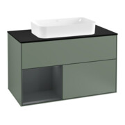 V&B Meuble sous lavabo avec plan de toilette bleu Finion 100x60,3cm, Rg l md b m Lac, Oli. m Lac