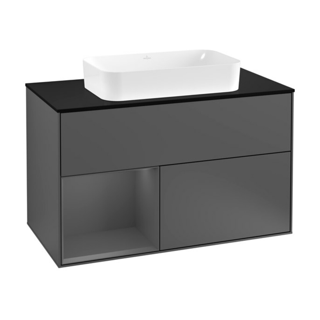 V&B Meuble sous lavabo avec plan de toilette bleu m Finion 100x60,3 cm, côté gauche anthracite m, anthracite m