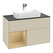 V&B Meuble sous-lavabo avec plan de toilette bleu m Finion 100x60,3 cm, étagère gauche Oa ven, si Gr m Lac