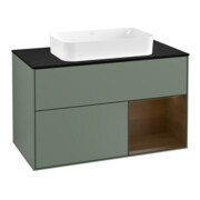 V&B Meuble sous lavabo avec plan de toilette bleu m Finion 100x60,3cm, étag. droite, olivier m laqué