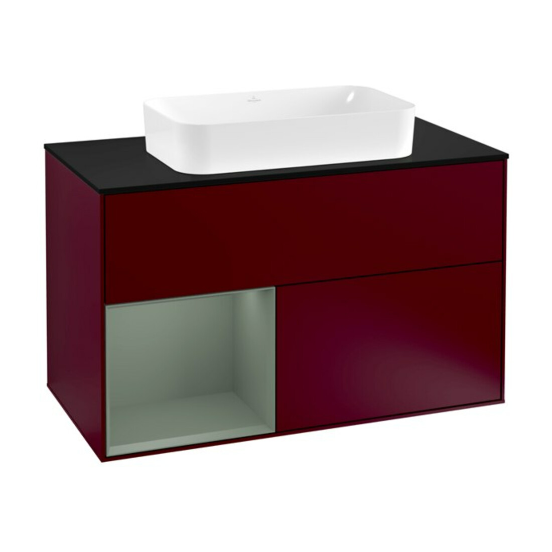 V&B Meuble sous-lavabo avec plan de toilette bleu m Finion 100x60,3cm, étag. g, huile m laque, Peo mat