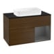 V&B Meuble sous-lavabo avec plan de toilette bleu m Finion 100x60,3cm, étagère droite anthracite m, veinage noyer-1