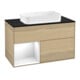 V&B Meuble sous lavabo avec plan de toilette bleu m Finion 100x60,3cm, étagère gauche, blanc brillant Lac, Oa ven-1