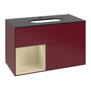 V&B Meuble sous lavabo avec plan de toilette bleu m Finion 100x60,3cm, étagère gauche droite Gr m Lac, Peo Mat