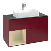 V&B Meuble sous lavabo avec plan de toilette bleu m Finion 100x60,3cm, étagère gauche droite Gr m Lac, Peo Mat-3
