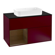 V&B Meuble sous-lavabo avec plan de toilette bleu m Finion 100x60,3cm, étagère gauche, Peony mat