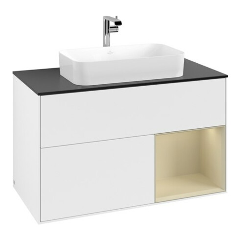 V&B Meuble sous lavabo avec plan de toilette bleu m Finion 100x60,3cm, Rg dr g Gr m Lac, bl. m Lac