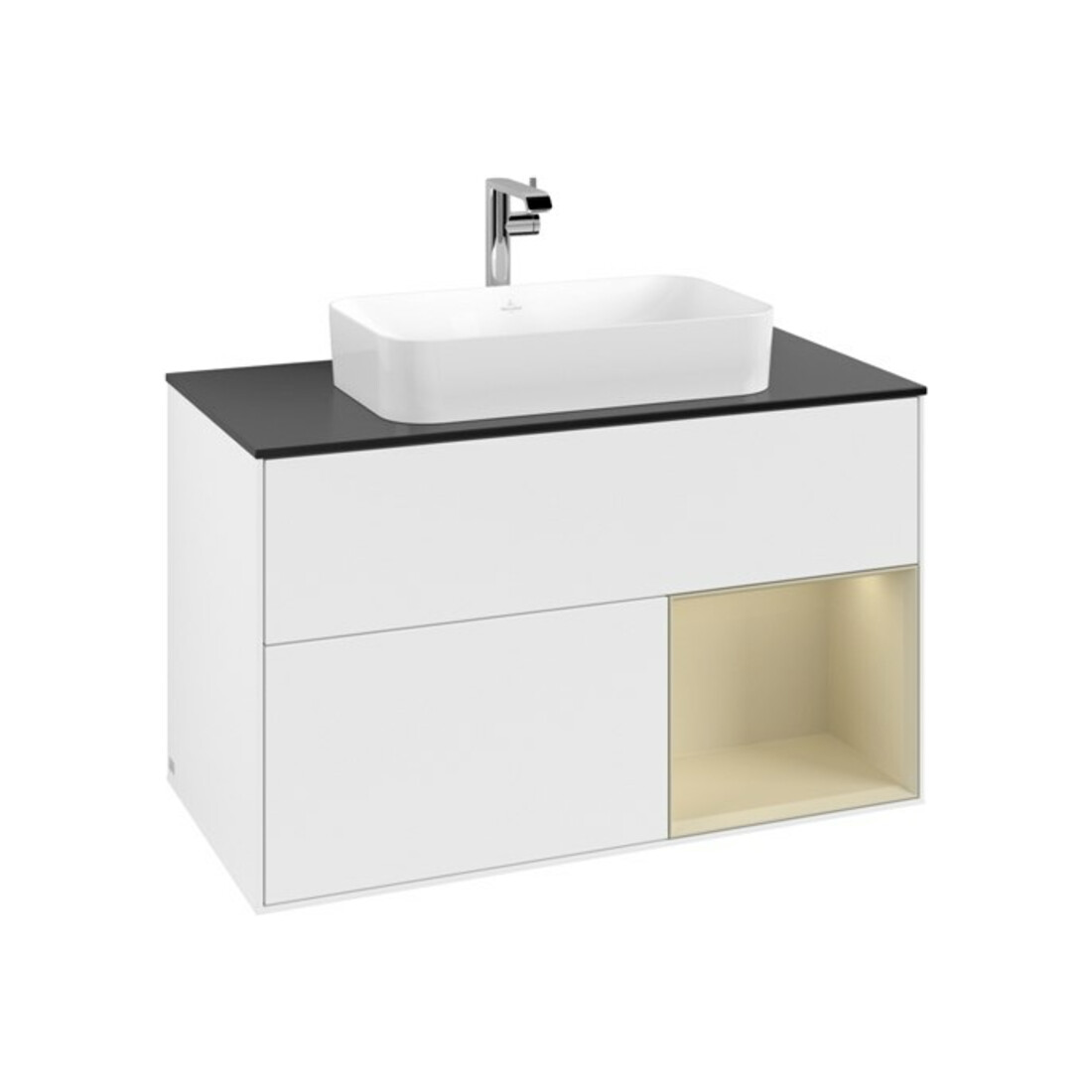 V&B Meuble sous lavabo avec plan de toilette bleu m Finion 100x60,3cm, Rg dr g Gr m Lac, bl. m Lac