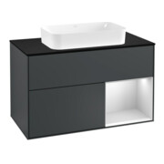 V&B Meuble sous lavabo avec plan de toilette bleu m Finion 100x60,3cm, Rg r blanc m laque, md bl m laque