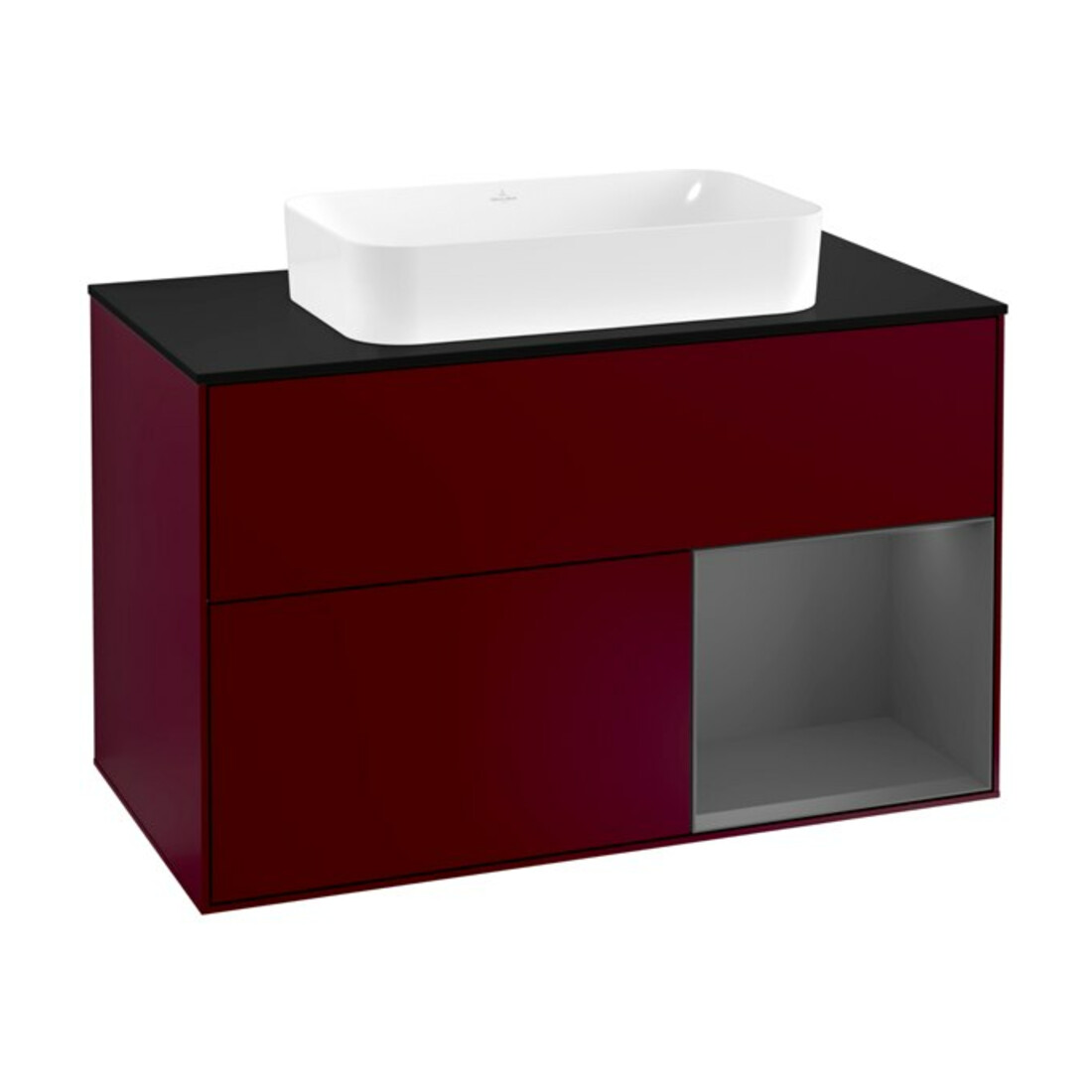 V&B Meuble sous lavabo avec plan de toilette bleu m Finion 100x60,3cm, tiroir droit anthracite mat Peo