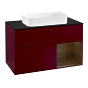 V&B Meuble sous lavabo avec plan de toilette bleu m Finion 100x60,3cm, tiroir droit, Peony mat