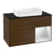 V&B Meuble sous-lavabo avec plan de toilette bleu m Finion 100x60,3cm, tiroir droite blanc m Lac, placage noyer-1